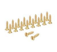 sourcing map Tornillos para madera, M4 x 16 mm, de latón ranurado, cabeza plana, tornillo autorroscante rápido de metal para electrodomésticos de interior, muebles, carpintería, paquete de 18