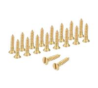 sourcing map Tornillos para madera, M4 x 20 mm, de latón ranurado, cabeza plana, tornillo autorroscante rápido de metal para electrodomésticos de interior, muebles, carpintería, paquete de 18