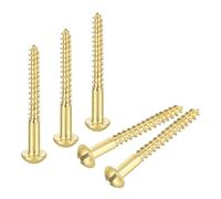 sourcing map Tornillos para madera M4 x 40 mm, cabeza redonda ranurada, tornillo autorroscante de cobre para bricolaje, carpintería, industria del hogar, 100 unidades