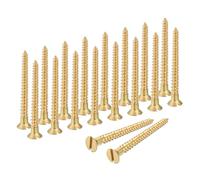 sourcing map Tornillos para madera, M4 x 40 mm, de latón, ranurados, cabeza plana, tornillo autorroscante rápido de metal para electrodomésticos de interior, muebles, carpintería, paquete de 18