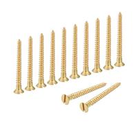 sourcing map Tornillos para madera, M4 x 40 mm, de latón, ranurados, cabeza plana, tornillo autorroscante rápido de metal para electrodomésticos de interior, muebles, carpintería, paquete de 12