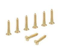 sourcing map Tornillos para madera, M6 x 30 mm, de latón ranurado, cabeza plana, tornillo autorroscante rápido de metal para electrodomésticos de interior, muebles, carpintería, paquete de 8