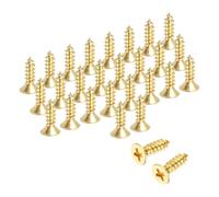 sourcing map Tornillos Phillips de latón para madera, M3,5 x 12 mm, tornillos planos Phillips de latón, conector autorroscante para bisagras de puerta, manualidades de madera y proyectos de bricolaje