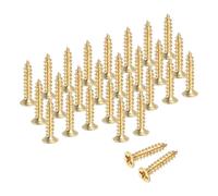 sourcing map Tornillos Phillips de latón para madera, tornillos planos Phillips de latón M2 x 10 mm, conector autorroscante para bisagras de puerta, manualidades de madera y proyectos de bricolaje