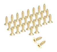 sourcing map Tornillos Phillips de latón para madera, tornillos planos Phillips de latón M4 x 10 mm, conector autorroscante para bisagras de puerta, manualidades de madera y proyectos de bricolaje