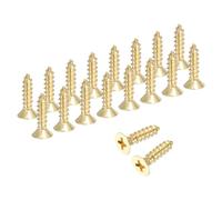 sourcing map Tornillos Phillips de latón para madera, tornillos planos Phillips de latón M4 x 16 mm, conector autorroscante para bisagras de puerta, manualidades de madera y proyectos de bricolaje