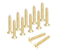 sourcing map Tornillos Phillips de latón para madera, tornillos planos Phillips de latón M5 x 30 mm, conector autorroscante para bisagras de puerta, manualidades de madera y proyectos de bricolaje