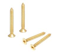 sourcing map Tornillos Phillips de latón para madera, tornillos planos Phillips de latón M6 x 40 mm, conector autorroscante para bisagras de puerta, manualidades de madera y proyectos de bricolaje