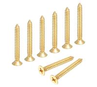 sourcing map Tornillos Phillips de latón para madera, tornillos planos Phillips de latón M6 x 40 mm, conector autorroscante para bisagras de puerta, manualidades de madera y proyectos de bricolaje