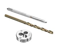 sourcing map Troqueles y Roscar Machos y s Juego, M3 x 0.5 Izquierda Mano Rosca Fresado Macho y Redondo Troquel, 2.5mm Cobalto Alta Velocidad Acero Helicoidal