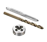 sourcing map Troqueles y Roscar Machos y s Juego, M6 x 1 Izquierda Mano Rosca Fresado Macho y Redondo Troquel, 5.0mm Cobalto Alta Velocidad Acero Helicoidal