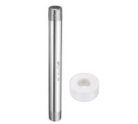 sourcing map Tubería de acero inoxidable NPT de 3/20.3 cm x 3/20.3 cm NPT macho roscado de 15.3 cm de longitud para conectar máquinas de cerveza extensibles, baño, gas y aire de fontanería