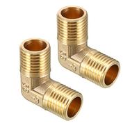 sourcing map Tubo de Codo de Latón Accesorio 90 Grados, Conector G1/4 Macho x G1/4 Macho, 2 Piezas