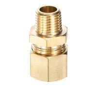 sourcing map Tubo de compresión de latón de 0.5 pulgadas OD x 0.25 pulgadas NPT x 3.66 cm rosca macho conector de unión de compresión adaptador de acoplamiento recto para líneas de aire, aceite y