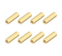 sourcing map Tuercas de acoplamiento hexagonales de latón, rosca hembra M5 x 25 mm, tornillos espaciadores hexagonales para placa base PCB (tono dorado, paquete de 8)