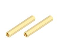 sourcing map Tuercas de acoplamiento hexagonales de latón, rosca hembra M6 x 45 mm, tornillos espaciadores hexagonales para placa base PCB (tono dorado, paquete de 2)