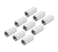 sourcing map Tuercas de acoplamiento hexagonales M10 de acero al carbono de 1 paso, 12 piezas de 30 mm de longitud totalmente roscadas, tuerca de acoplamiento de varilla de rosca fina, sujetadores de