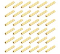 sourcing map Tuercas de acoplamiento redondas de latón, rosca hembra M2 x 14 mm, tornillos espaciadores hexagonales para placa base PCB (tono dorado, paquete de 38)