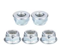 sourcing map Tuercas de bloqueo de inserción de nailon de brida de 1/4 x 20 mm, 10 tuercas hexagonales de acero al carbono para cierres de construcción industrial, color blanco