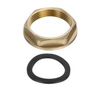 sourcing map Tuercas de bloqueo de latón, tuerca hexagonal hembra G1-1/4 pulgadas, tuerca de bloqueo de grifo de un solo agujero con arandela de silicona para fontanería de fregadero de cocina