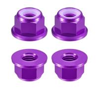 sourcing map Tuercas de bloqueo hexagonales de nailon, 4 unidades, tuerca de autobloqueo de aleación de aluminio M8 x 1,25 mm, tuerca de bloqueo de brida anodizada para sujetadores (morado)