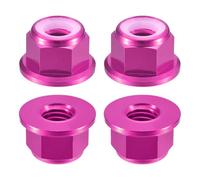 sourcing map Tuercas de bloqueo hexagonales de nailon, 4 unidades, tuerca de autobloqueo de aleación de aluminio M8 x 1,25 mm, tuerca de bloqueo de brida anodizada para sujetadores (rosa)
