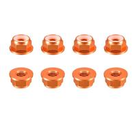 sourcing map Tuercas de bloqueo hexagonales de nailon, 8 unidades, tuerca de autobloqueo de aleación de aluminio M4 x 0,7 mm, tuerca de bloqueo de brida anodizada para sujetadores (naranja)