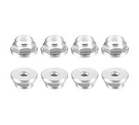 sourcing map Tuercas de bloqueo hexagonales de nailon, 8 unidades, tuerca de autobloqueo de aleación de aluminio M2 x 0,4 mm, tuerca de bloqueo de brida anodizada para sujetadores (plata)