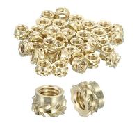 sourcing map Tuercas de inserción moleteadas, 130 piezas M3 x 3 mm de longitud x 5 mm OD de impresión 3D, tuercas de latón roscadas hembra, juego de calor de latón, tuerca de inserción