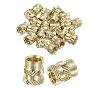 sourcing map Tuercas de inserción moleteadas, 30 piezas M8 x 12 mm de longitud x 10 mm OD de impresión 3D, tuercas de latón roscadas hembra, juego de calor de latón, tuerca de inserción