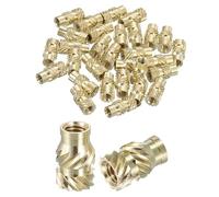 sourcing map Tuercas de inserción moleteadas, 60 piezas M3 x 8 mm de longitud x 5 mm OD de impresión 3D, tuercas de latón roscadas hembra, juego de calor de latón, tuerca de inserción
