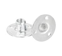 sourcing map Tuercas en T M8 con agujero de clavo, 12 tuercas en T de acero al carbono con base redonda atornillada para muebles, brida de rosca hembra, M8 x 28 x 1,2 mm