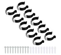 sourcing map U Clips Soporte para T10 LED Luz Bombilla Montaje Soporte Inoxidable Acero Fluorescente Tubo Soporte Tornillo Tubo Abrazaderas, Negro Paquete de 10