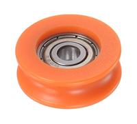 sourcing map U Tipo Ranura Polea Nailon Revestido Rulo Rodamiento 5x25x8.7mm U Ranura Guía Rueda para Puertas Ventana o Conducción Mecánico Equipo, naranja