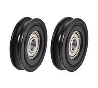 sourcing map U608ZZ U Ranura Guía Polea Carril Bola Rodamientos 8x40x10mm Doble Metal Blindaje (GCr15) Cromado Acero Rodamientos Rodillos Guía Rueda Negro 2uds