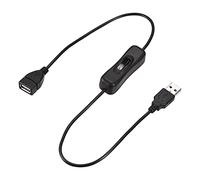 sourcing map USB Cable con ON/OFF Interruptor, USB Macho a Hembra Extensión Cable 50cm Negro, para LED Escritorio Lámpara LED Tira