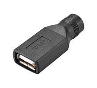 sourcing map USB Hembra a DC 5.5x2.1mm Hembra DC Conector Carga Barril Enchufe Corriente Adaptador USB Conector, para DC o USB Carga Negro
