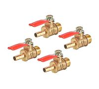 sourcing map Válvula de bola de Aire de latón del interruptor de desconexión de 1/4" NPT macho a 1/4" Púa de manguera 4uds