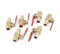 sourcing map Válvula de bola tono de oro 6pcs 10mm manguera lengueta a 1 / 4PT hilo de rosca macho en la línea apagado