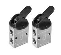 sourcing map Válvula mecánica del solenoide S3HL-08, manija de empuje manual 2 Posiciones 3 Vías 1/4" PT 2 piezas