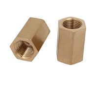 sourcing map Varilla de conexión hexagonal de latón de rosca hembra de 1/8 BSP recto tuerca de acoplamiento 2pcs tono