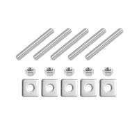 sourcing map Varilla totalmente roscada UNC de 5/40.6 cm-18, 5 tornillos roscados largos de acero inoxidable 304 de 2.4 pulgadas de longitud con arandelas cuadradas para montaje de muebles
