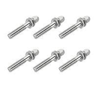 sourcing map Varillas de tensión de tambor M6 x 30 mm para piezas de hardware de bombo (6 unidades)