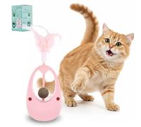 sourcing map Vaso oscilante interactivo de bolas de hierba gatera con pluma, silencioso y sin pilas, diseñado para ejercicio de gatitos en interiores y juegos de entretenimiento (rosa)