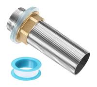 sourcing map Vástago de extensión de montaje en grifo, 10 x 3,17 cm, tubo de acero inoxidable, kit de tuerca de bloqueo de boquilla de extensión roscada alargada y pie alto fijo con tuerca elevada y