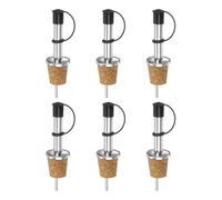 sourcing map Verter botellas de acero inoxidable, 6 boquillas de aceite de oliva con tapas de goma para polvo, tapones para botellas de vino con diseño de corcho para verter líquido, aceite de oliva