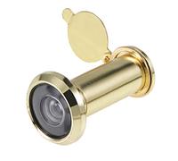 sourcing map Visor de puerta de bronce de 200 grados con tapa para puertas de 35-55 mm, acabado en oro pulido