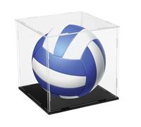 sourcing map Vitrina de baloncesto de 8 pulgadas de acrílico transparente con soporte de baloncesto, caja de almacenamiento para encimera de fútbol autografiados coleccionables