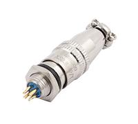 sourcing map XS8JK-4P CA 250V 3A 8mm Rosca Metal Panel Macho Hembra Aviación Conector Adaptador