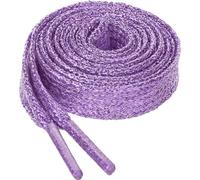 sourcing map Zapatillas planas brillantes metálicas brillantes con cordones para zapatos, color morado claro, 110 cm, morado claro, 110cm/43.31"